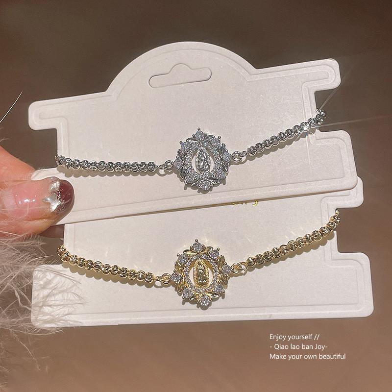 Geometrischer Zirkon Runder Anhänger Vintage Verstellbares Armband Für Frauen Geschenkideen