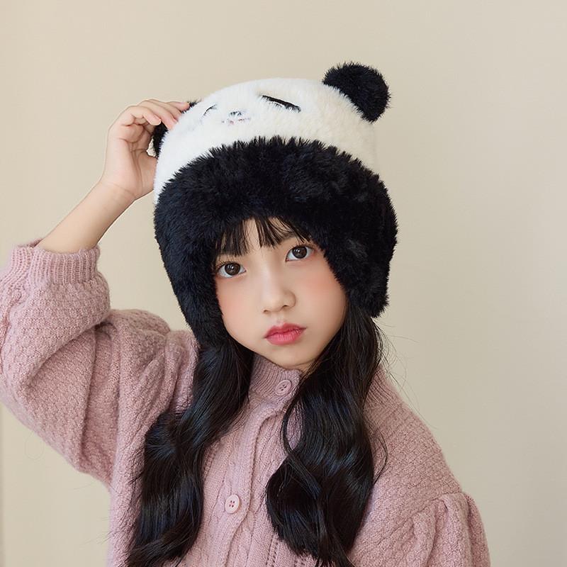 

Kids Winter Knit Hat With Plush Animal Earmuffs For Cold Weather Wear