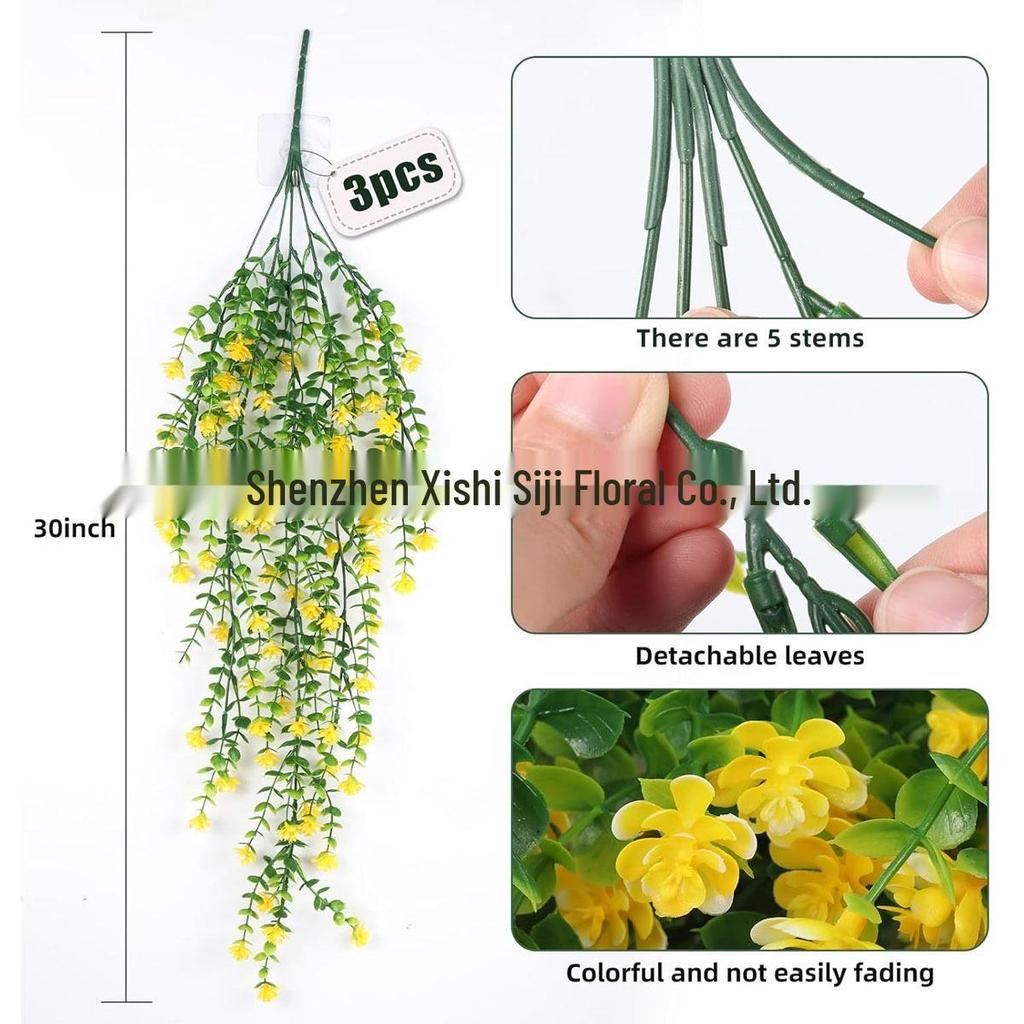 High-End Realistic Eucalyptus Camellia Money Leaf Vine – 69 Heads Green Plant Wall Hanging Decoration