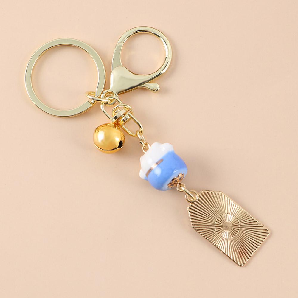 Neko Metal Backpack Pendant Mobile Decoration Lucky Cat Keychain Amulet Key Lanyard Car Keyring
