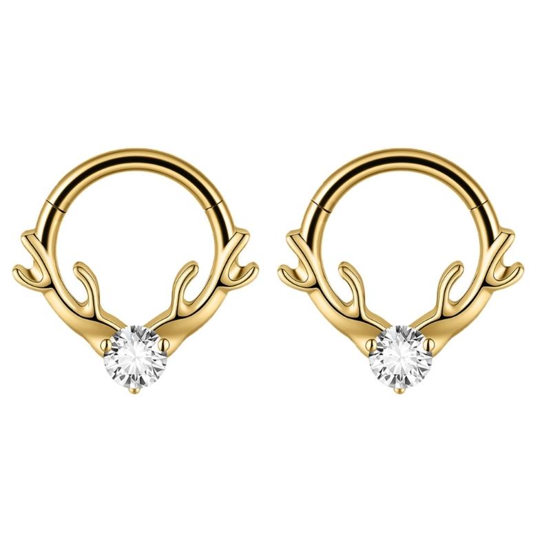 Pack of 2 Unique Geometric Shape Nose Rings Body Piercing Jewelry Seamless Design Metal Texture Polished Finish