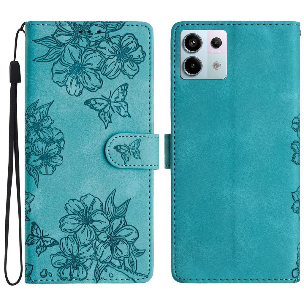 For Xiaomi Redmi Note 13 Pro 5G/Poco X6 5G Case Butterfly Flower Imprint Skin-Touch Leather Phone Cover