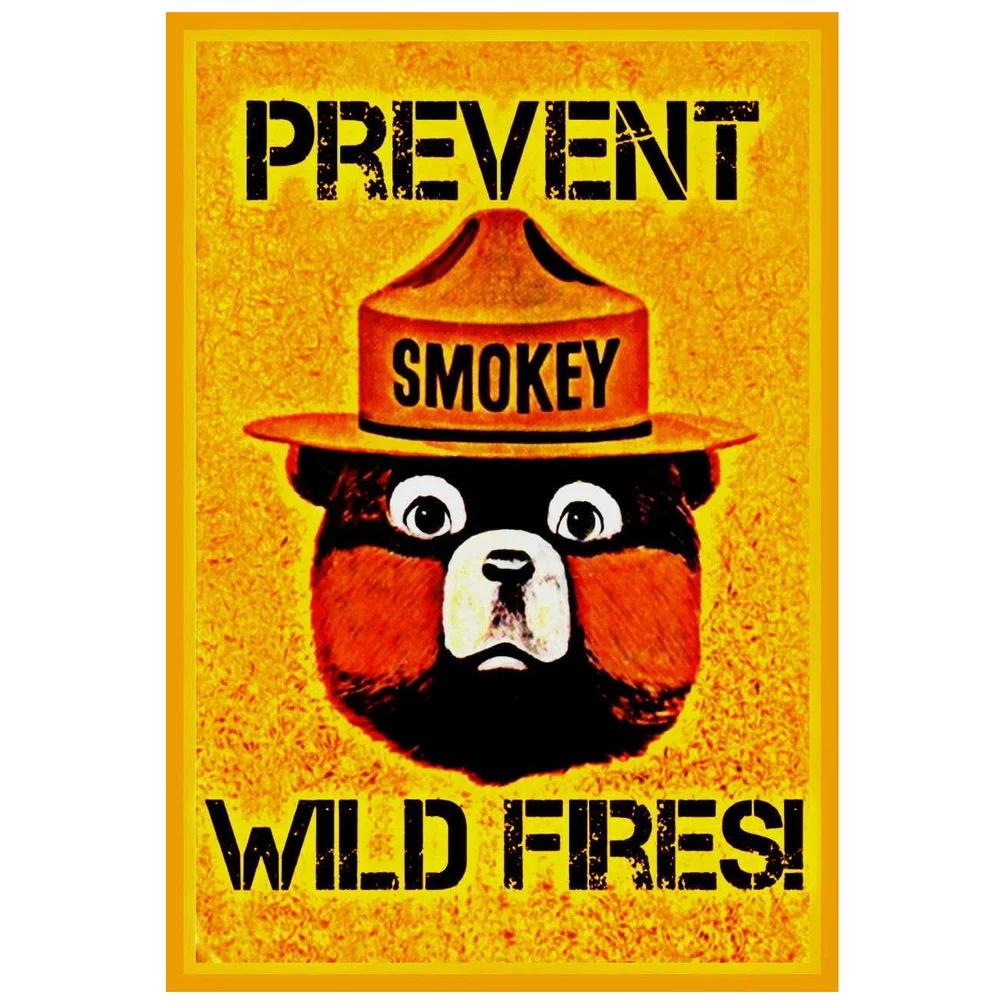 Warning Metal Tin Signs Plaque Prevent WildFires Wall Decoration Vintage Iron Painting Art Posters for Forest Home Cafe Club Bar
