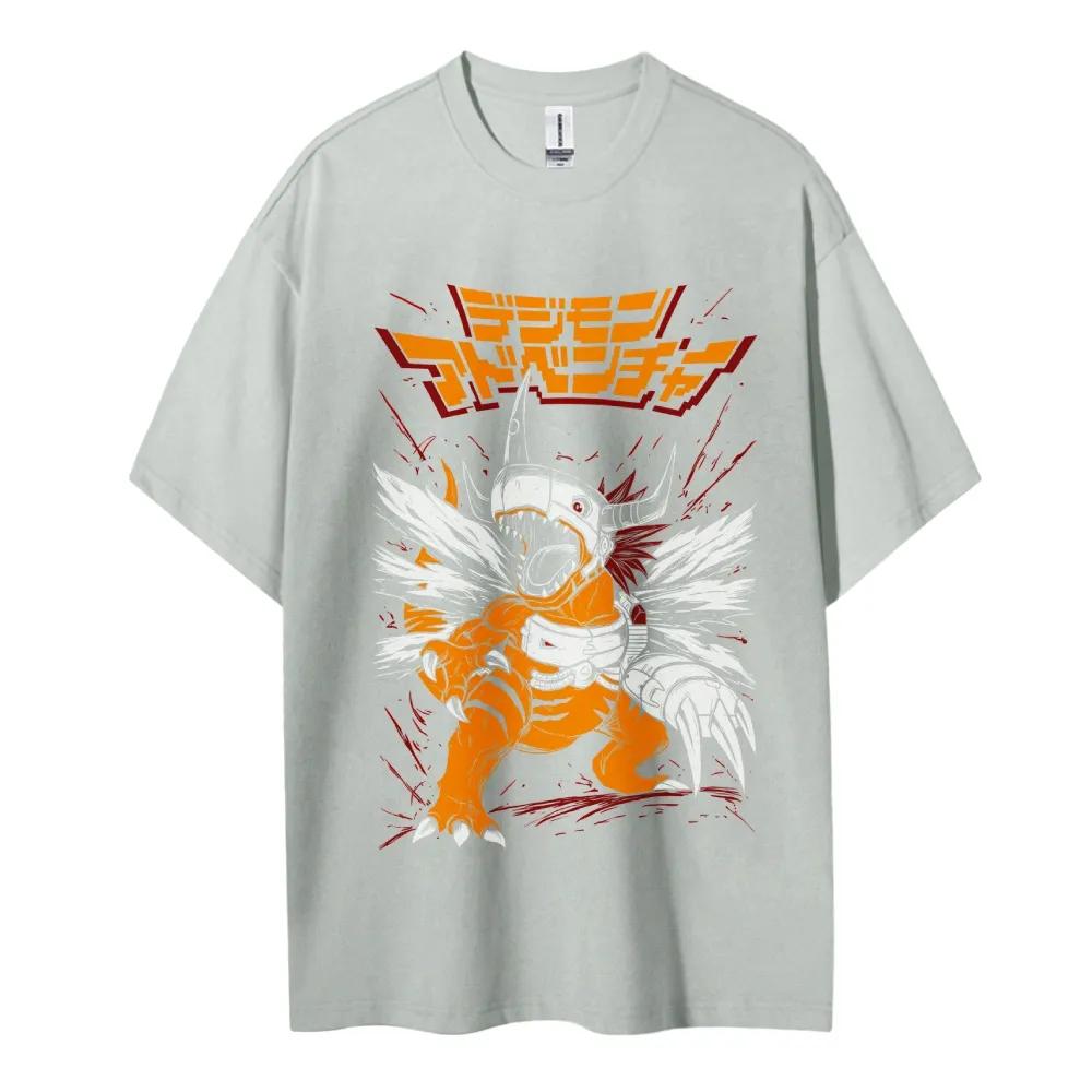 Digimon Cotton Unisex Round Neck Anime TShirt Mens and Womens Boys and Girls Summer Fashion Breathable Street TShirt
