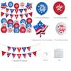22 Pcs Patriotic Red Blue White Party Decoration Set Patriotic Banner Flags Balloons for 4th of July