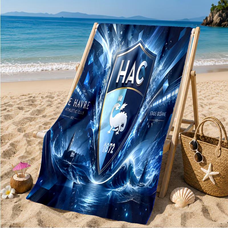 Le Havre Crest Heritage Beach Towel Microfiber Beach Towel, Lightweight and Quick-Dry, for Summer Travel, Swimming Pool Fan Birthday Gift