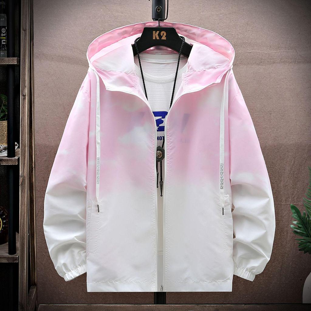 Men's Hooded Ice Silk Cooling Jacket - Chinese Style Print, Lightweight & Breathable Sun Protection