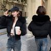 Down Cotton-padded Clothes Women's Short Big Fur Collar Winter New Waist Thickened Cotton-padded Jacket Bread Jacket