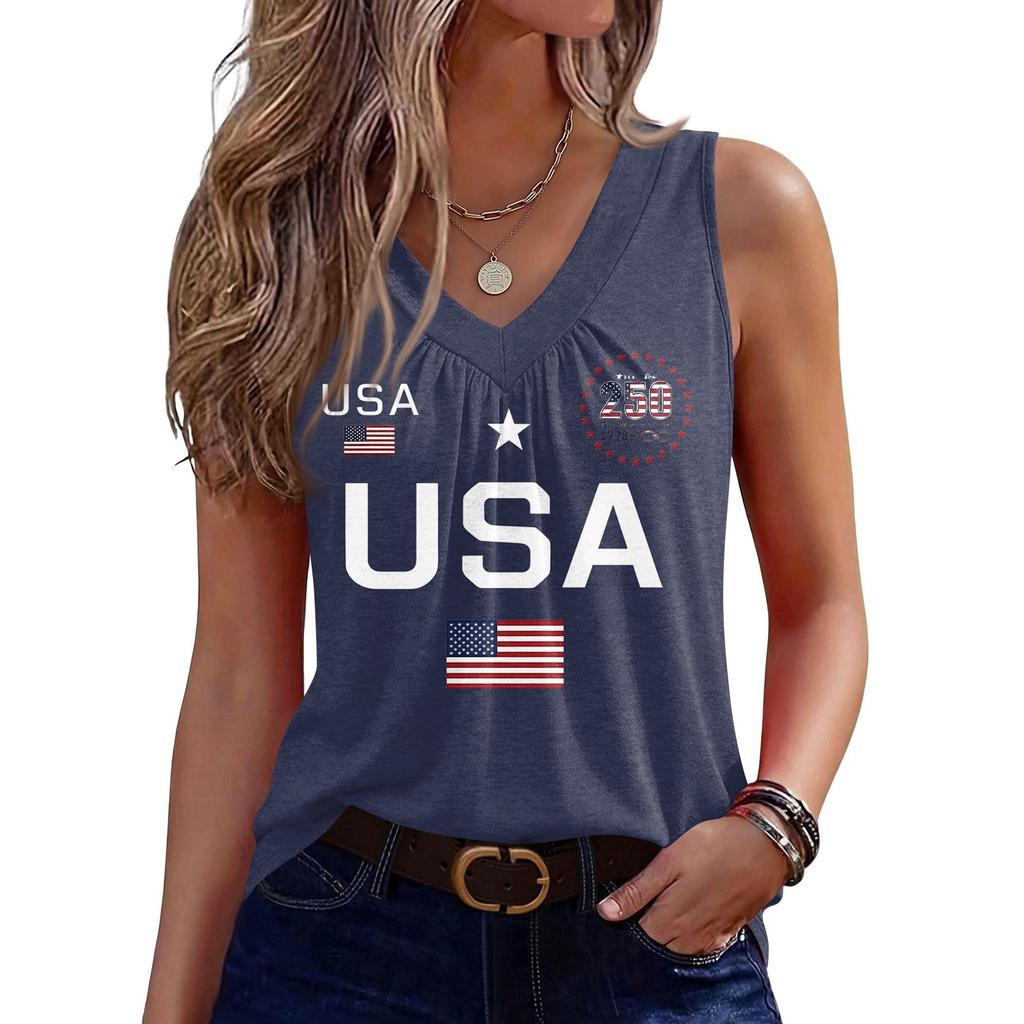 Débardeurs pour femmes Sans manches Coupe ample Hauts Col en V Chemises plissées T-shirts basiques