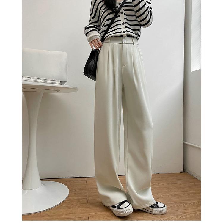 High-End Feel Grey Suit Pants with Slimming Effect for Women Spring Summer Casual Petite Height Slim Skinny Wide Leg Pants