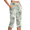 Women's Vintage Floral Print Button Pocket Trousers Slit High Waist Sports Yoga Casual Pants