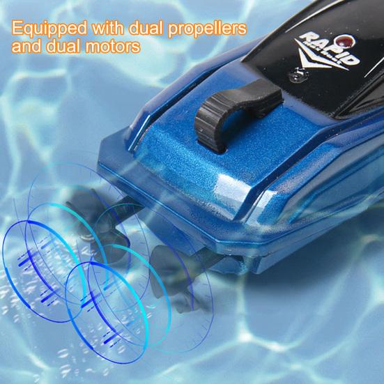 1 Set Remote Control Speedboat USB Rechargeable Waterproof Capsize Protection 360 Degree Tumbling Simulation Model Toys High Speed RC Racing