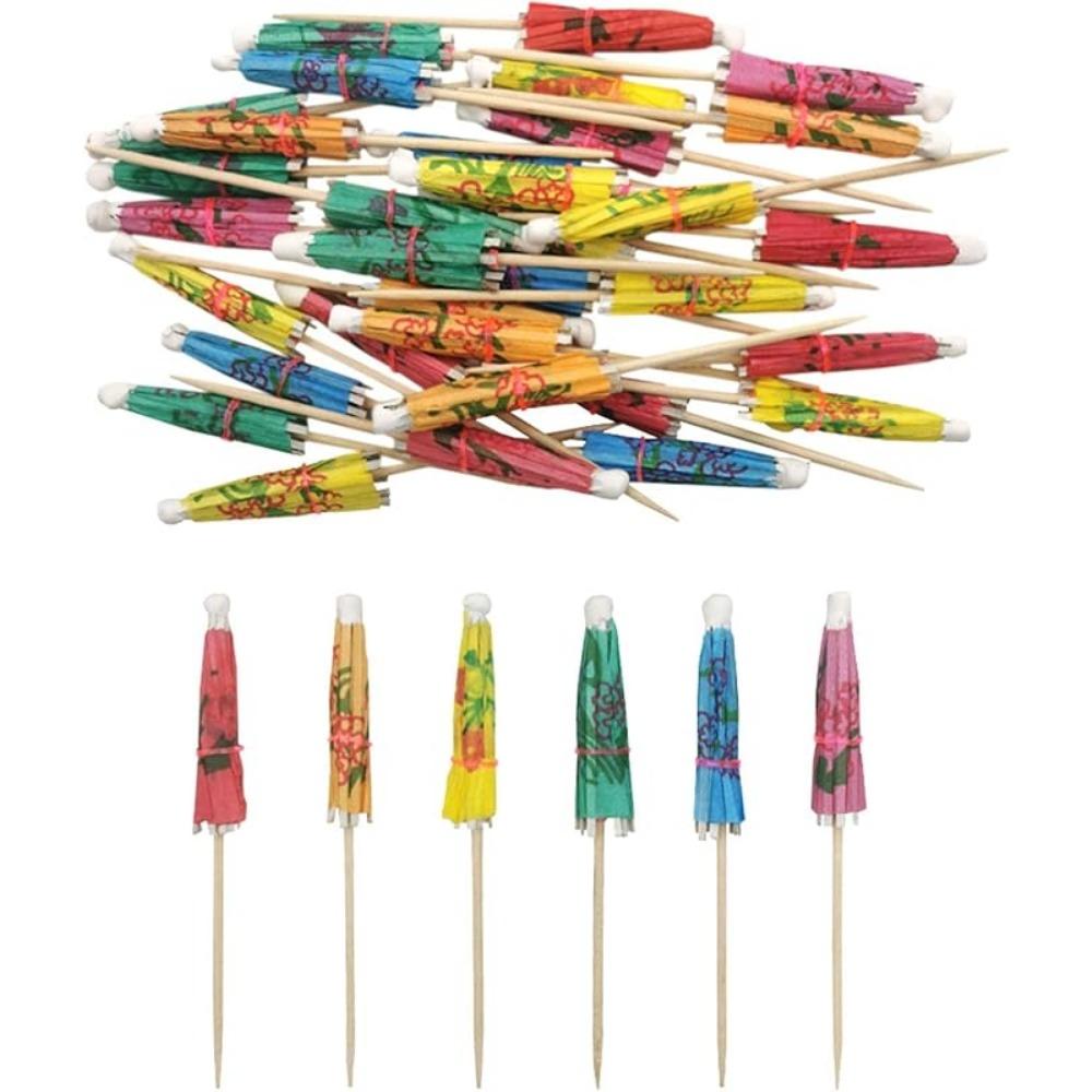 50Pcs Cocktail Umbrella Parasol Assorted Colors Drink Umbrella Toothpicks for Drink&Food Decorative for Party Hawaiian Party Children's Day
