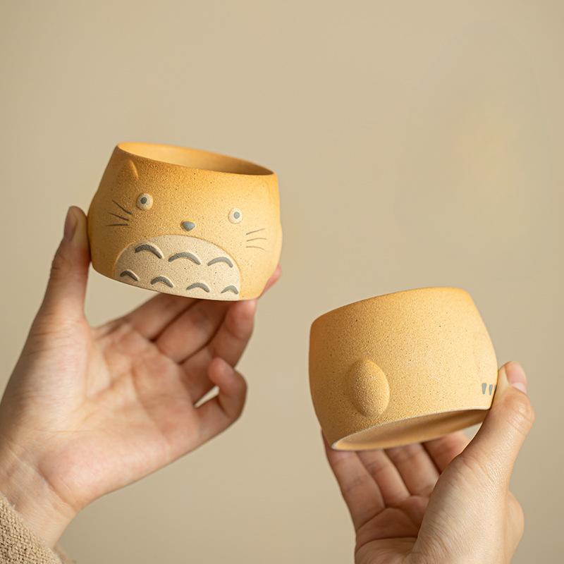 Niedliches Chinchilla Teetassenset Keramik Teeset Grobe Keramik Kung Fu Teetassen Roher Ton Kreative Keramiktassen
