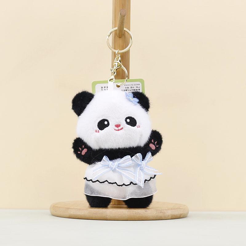 Keychain Plush Panda Pendant With Wearing A Gauze Skirt With A Bow Design