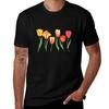 Colorful Tulips Flower Watercolor Painting TShirt Classic Basic Casual TShirt