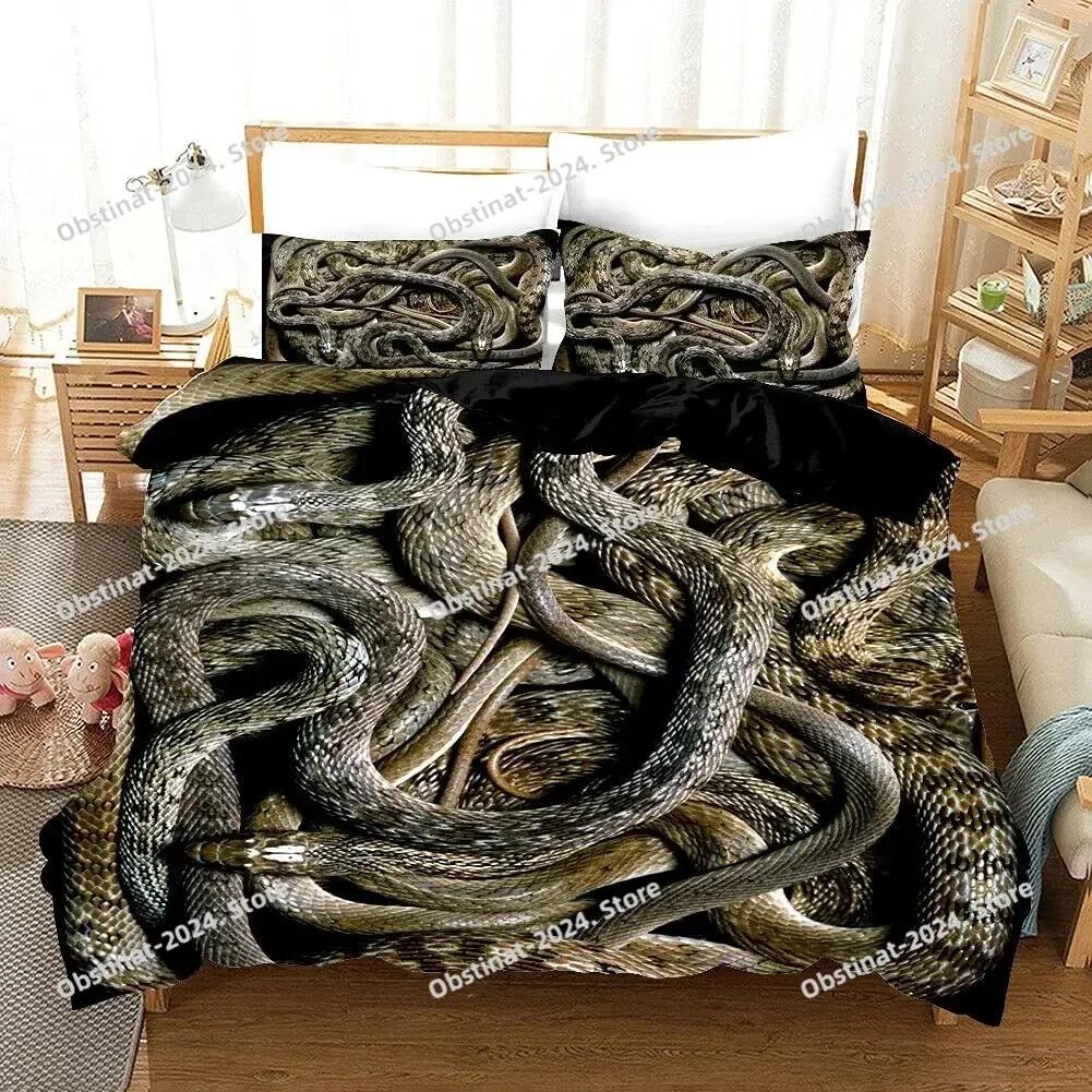 Schlangen-Bettwäsche-Set, Bettbezug-Set, 3D-Bettwäsche, Digitaldruck-Bettwäsche, Queen-Size-Bettwäsche-Set, modisches Design