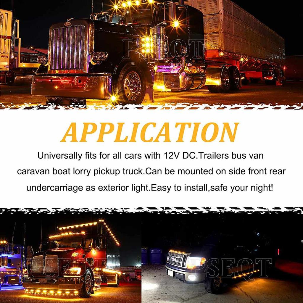 12V 24V LED Side Marker Light Auto Trucks Lorry Trailer Bus Tail Brake Lamp Car Warning Lamp Turn Signal Indicator Lighting