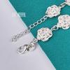 DOTEFFIL 925 Silber Volle Rose Blume Kette Armband für Frauen Hochzeit Verlobungsparty Mode Charme Schmuck