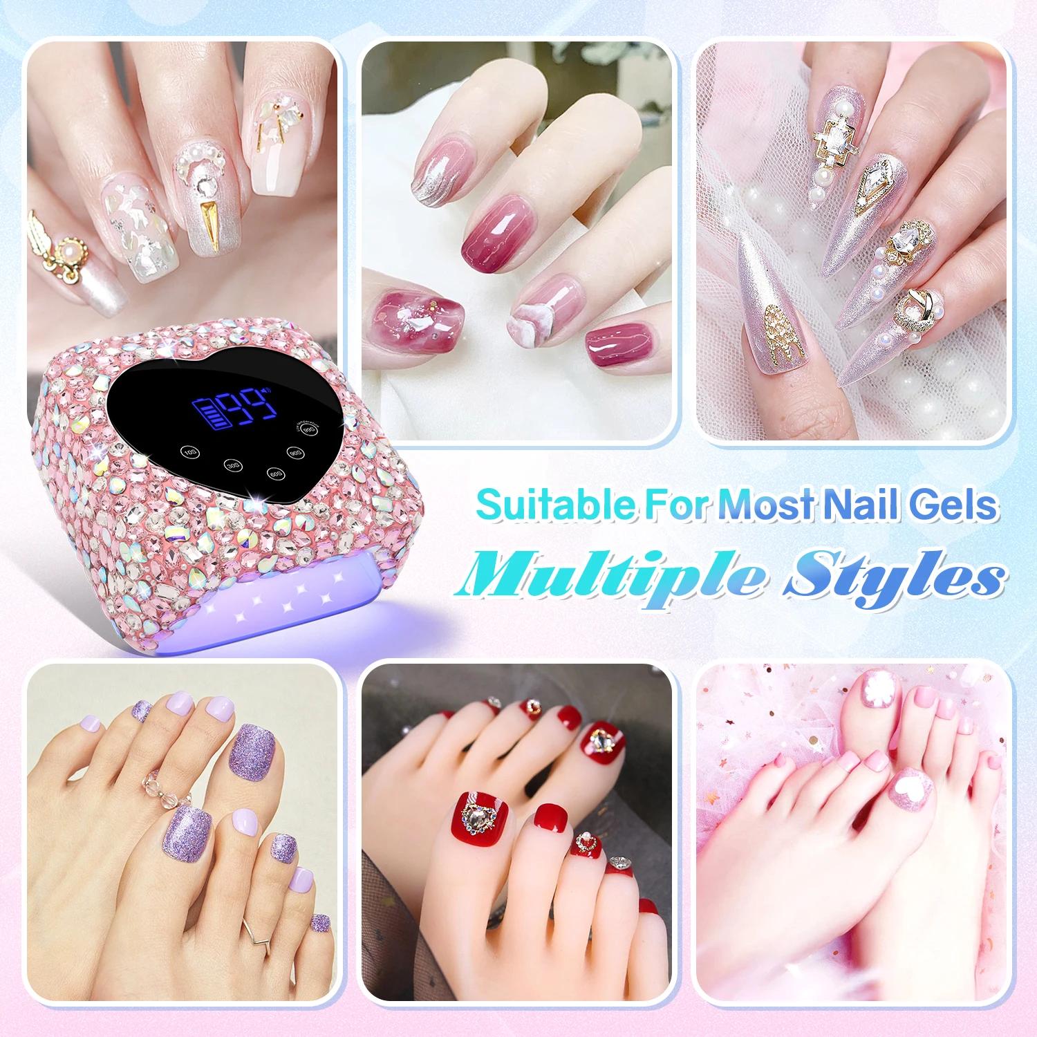 

Беспроводная УФ-лампа для ногтей, перезаряжаемая, 30 светодиодов, сушилка для ногтей с 5 настройками таймера, УФ-лампочка для маникюра, инструменты для маникюрного салона US розовый