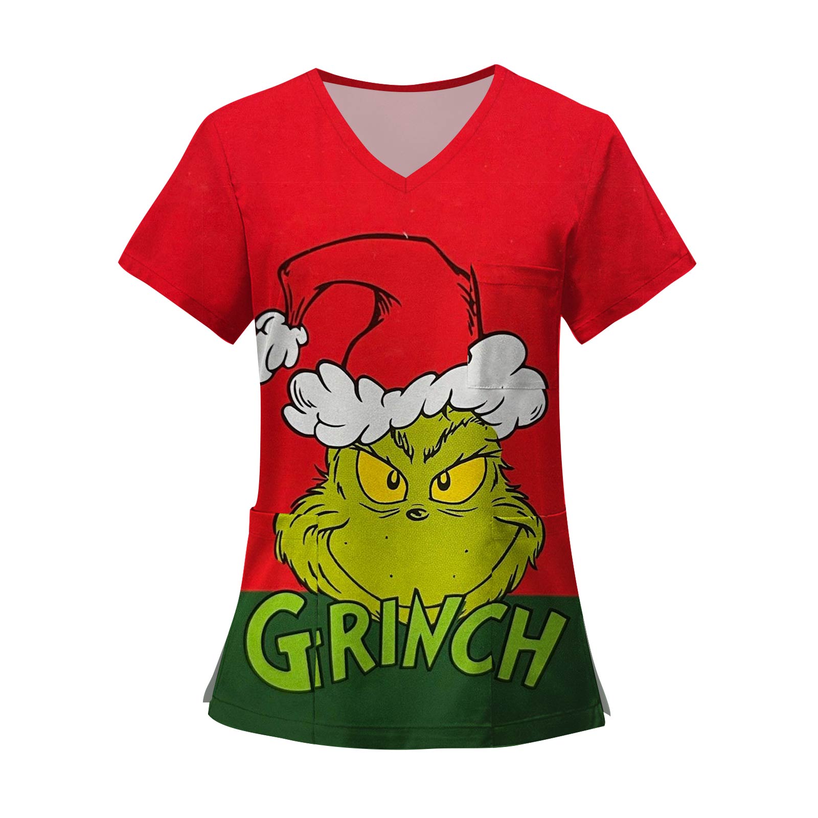 

Женские модные топы с короткими рукавами и V-образным вырезом с принтом, рабочие футболки с карманами XXXXXL