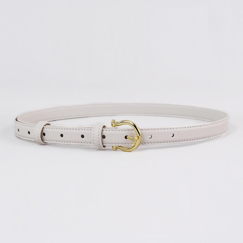 Women's Exquisite Style Genuine Leather Belt with French Gold Buckle – Versatile and Luxurious.