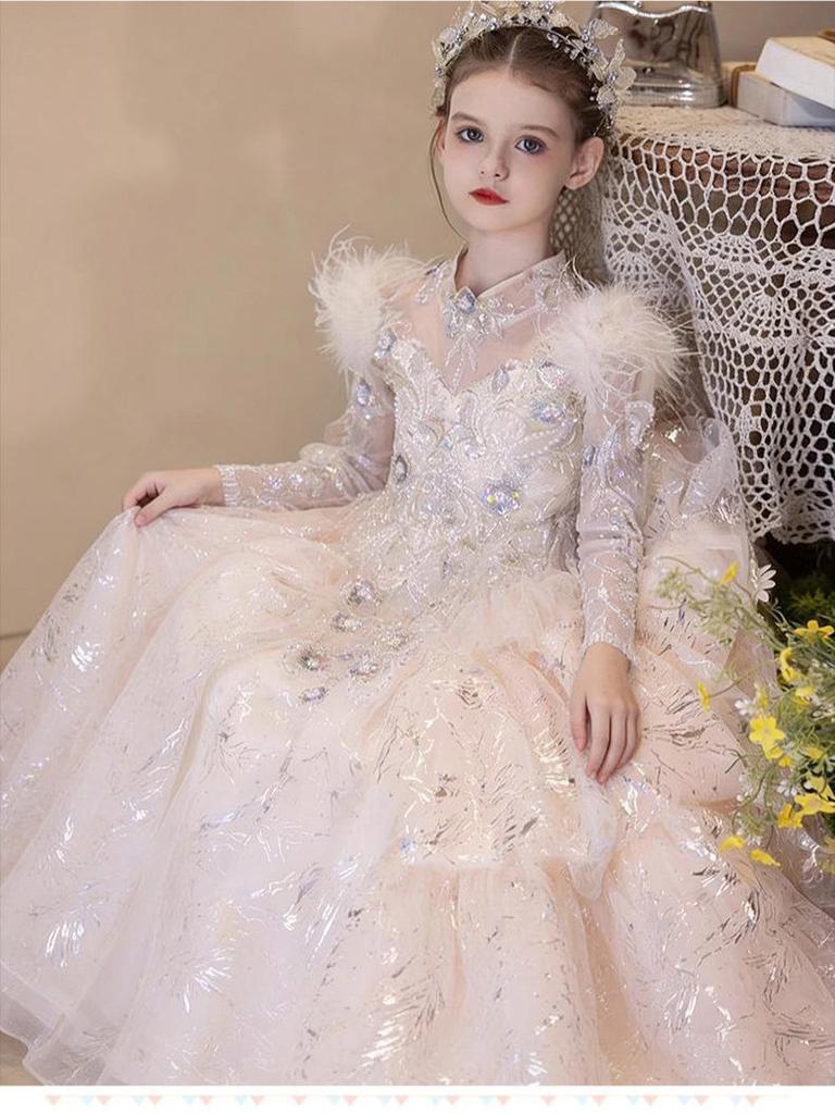 Girls' High-End Exquisite Fairy Flower Wedding & Piano Performance Dress