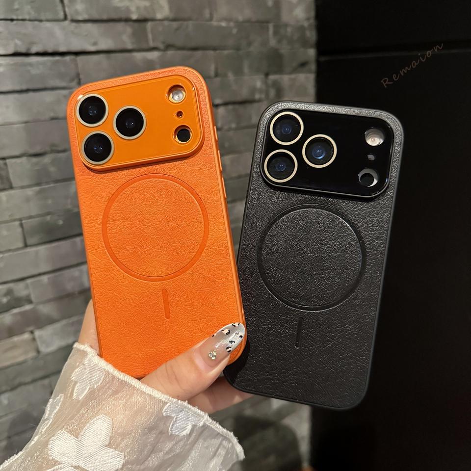 Leather Magnetic Phone Case for For Iphone 17 Air 14 1 16 11 12 13 Pro Max Plus 17Pro 16Pro Charge Protector Cover