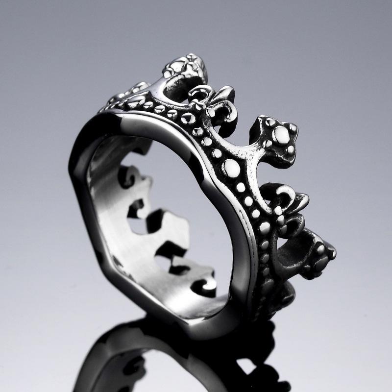 

European & American Punk Gothic Rock Retro Roman Steel Crown Hat Men s Ring Size 11