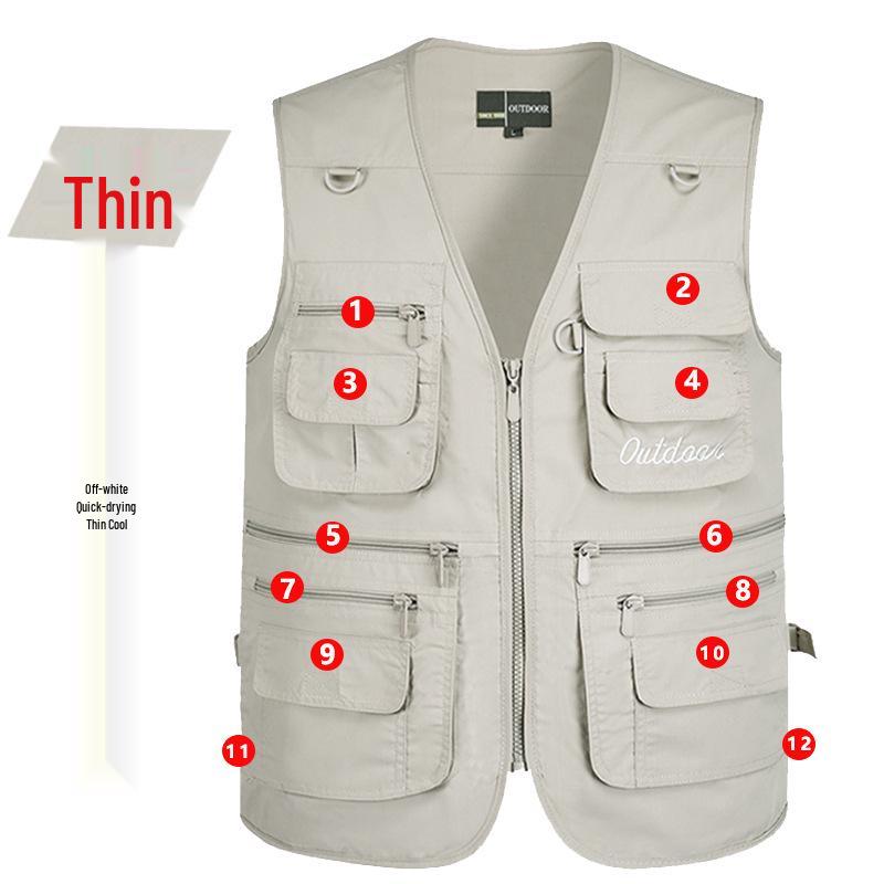Men's 7XL Quick-Dry Mesh Vest With Multi-Pockets - Breathable Summer Wear