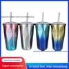 Gradient Double-Layer Insulated Straw Water Cup with Large Capacity