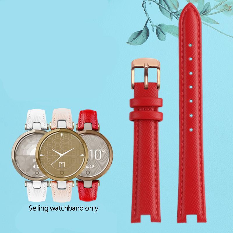 New Genuine Leather Watch Band For Garmin Lily Smart Sports Watchband Women Fashion Soft Breathable Strap Bracelet White 14*6mm