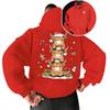 Christmas Red Hooded Sweater for Men and Women Stacked High Cow Gingerbread Man Gift Front and Rear Print Loose Jumper Hoodie