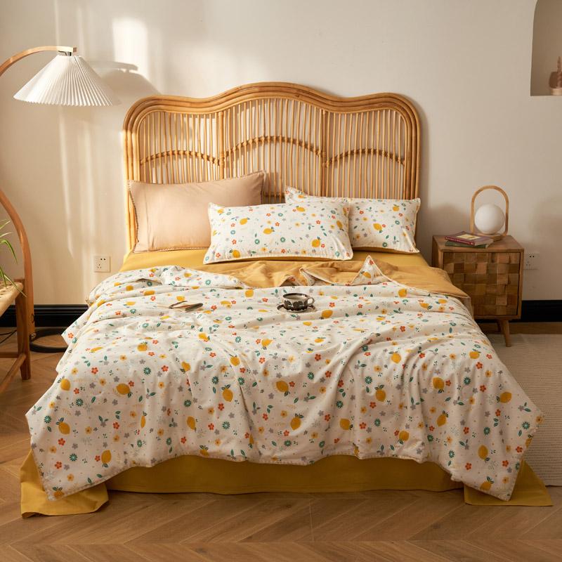 1Pc Garden Floral Pattern Summer Quilt High Quality 100% Cotton Skin-friendly Breathable Blanket Air Conditioning Quilted Quilt