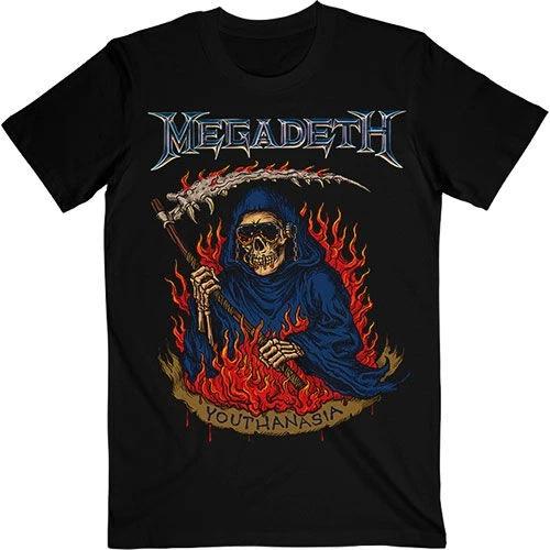 

American Vintage Megadeth YouTHASIA Футболка с пламенем Мужская футболка Лето Новая Винтажная мода Мужская и женская уличная одежда S