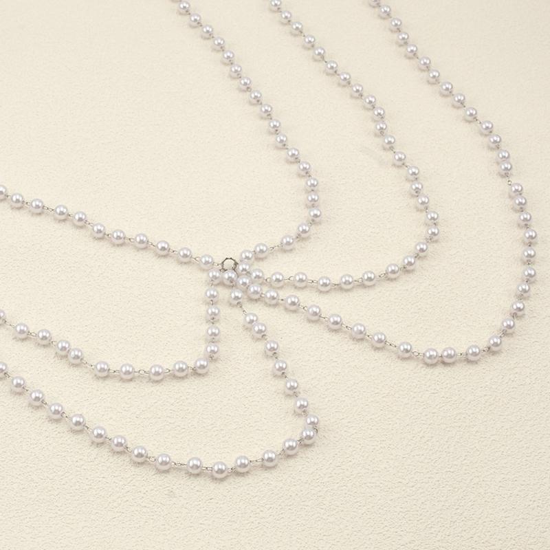 Mehrschichtige Kunstperlen Bauchkette Accessoire Damenschmuck Trendige Körperkette Ideal für Hochzeiten und den täglichen Gebrauch