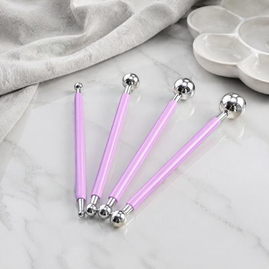 Art Craft Shaping Supplies 4Pcs Polymer Clay Tool Set, Sculpting Stick with Stainless Steel Ball Rods Ball, 4 Size DIY Fondant Pottery Modeling Tools