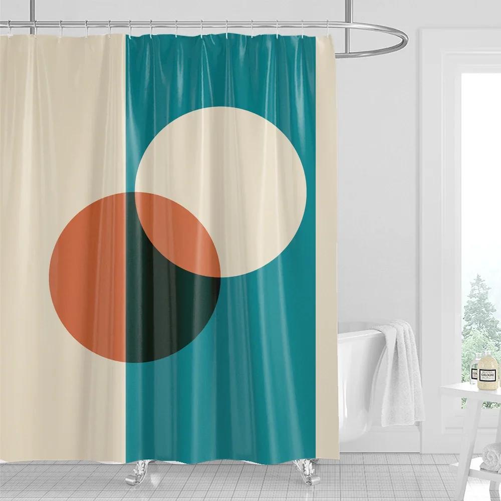 Bathroom Nordic Abstract Painting Shower Curtain Medieval Minimalist Art Polyester Fabric Shower Curtain 180 * 180CM with Hooks