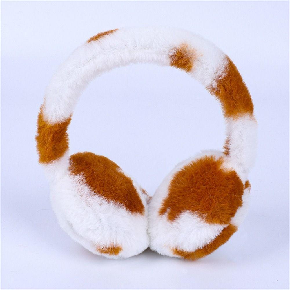 Cow Print Plush Earmuffs Retractable Children's Christmas Gifts Kids Ear Warmers  for Boys Girls