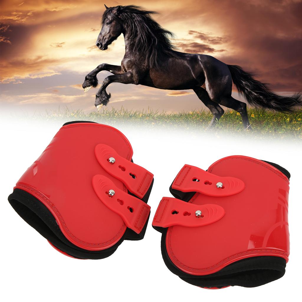 Horse Tendon Boots Set Safe Soft Wear Resistant PU Shell Tendon Guard Boots for HorsesRed Hind Legs