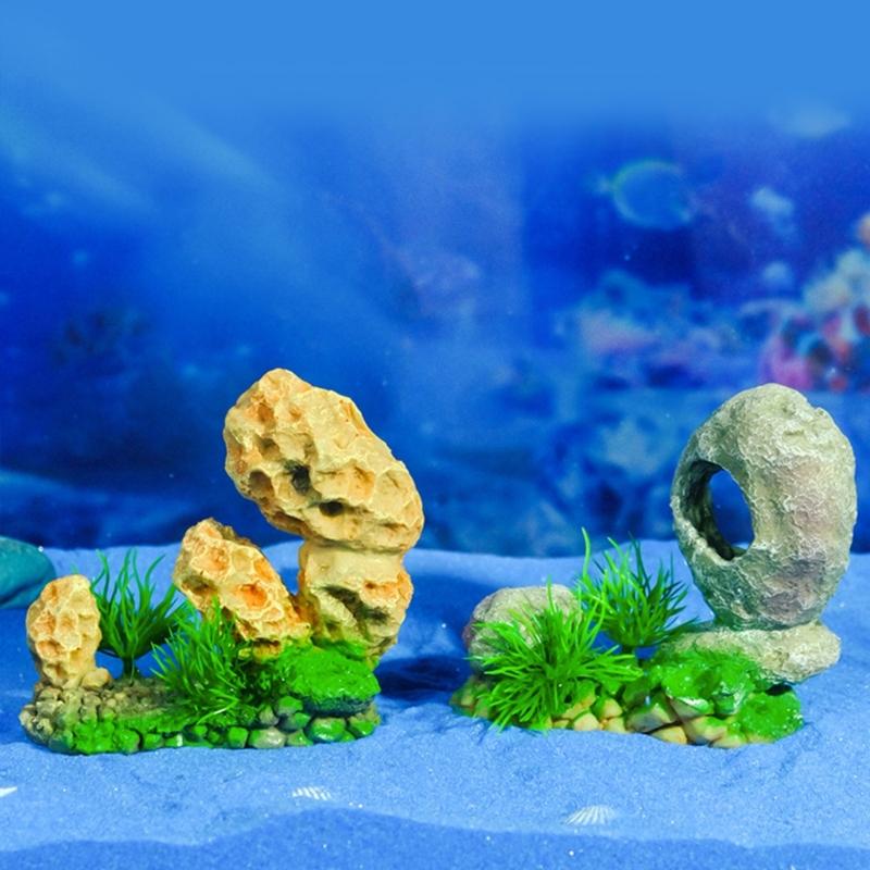 Aquariums Decorations Mountain Rockery Landscape Resin Craft Model Statue for Shrimp Fish Fishtanks Hideouts Cave House