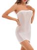 Womens Glossy Bodycon Dress Strapless Design Stretchy Pencil Dress Solid Color Nightclub Wear Evening Dress