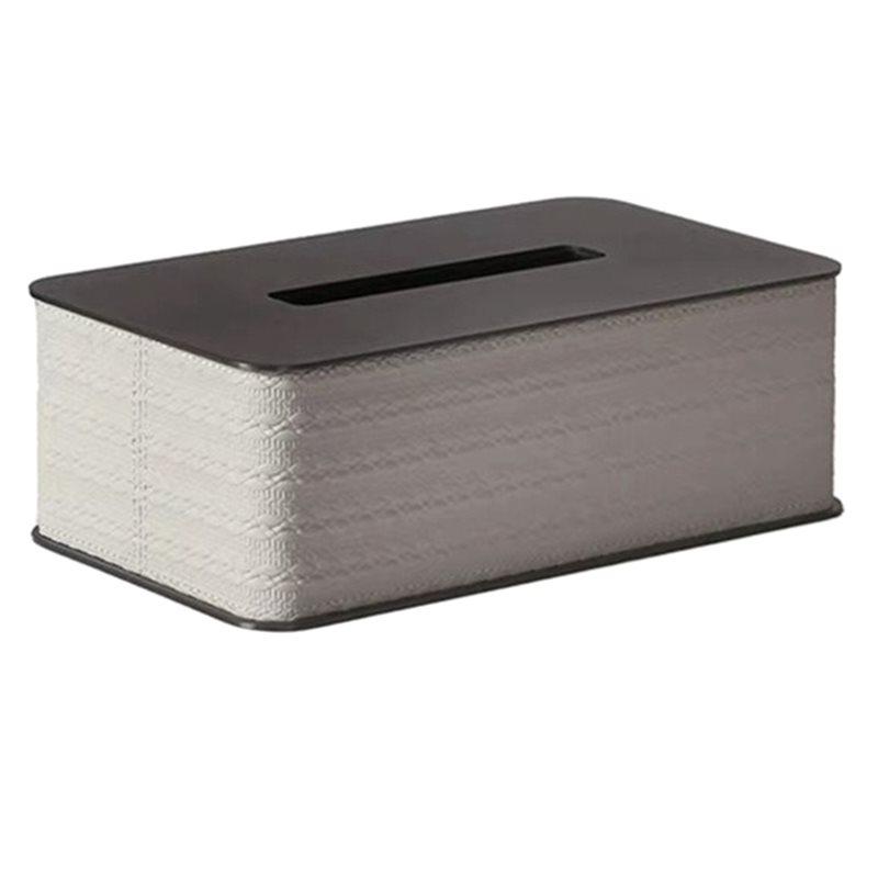 ABMH-Luxury Light Stainless Steel Tissue Box Wooden Leather Household Home Decoration Living Room Tissue Holder