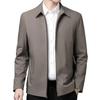 Hommes Veste Revers Couleur Unie D'âge Moyen Hommes Âgés Fermeture À Glissière Manches Longues Droit Formel Affaires Décontracté Doux Printemps Automne Quotidien Manteau