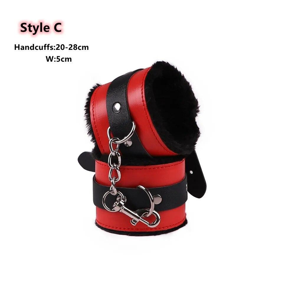 Bondage Set BDSM Kit of Adjustable Leather Handcuffs Sex Toys with Cross Lock for Men Women Fetish Adult Games Erotic Accessory