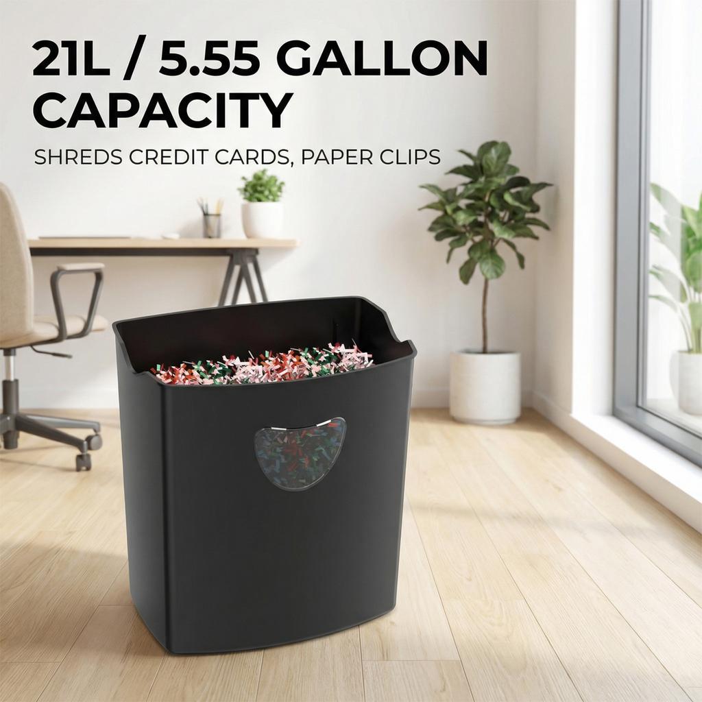 Paper Shredder for Home Office, 10-Sheet Cross Cut, P-4 High Security, 5.5 Gallon Bin, Anti-Jam, Quiet, Shreds Credit Cards/Staples/Clips