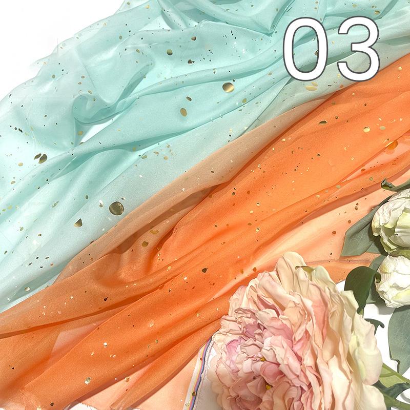 1/3/5M Rainbow Gradient Color Chiffon Fabric 30D Gradient Tulle Fabric For Diy Ancient Style Hanfu Wedding Dress Stage Garment