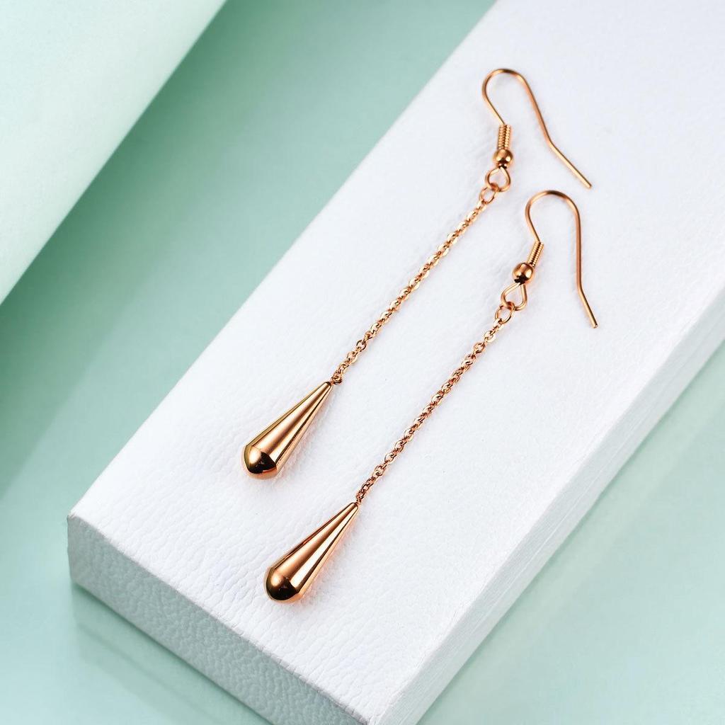Simple Geometric Long Water Drop Earrings - European & American Fashion