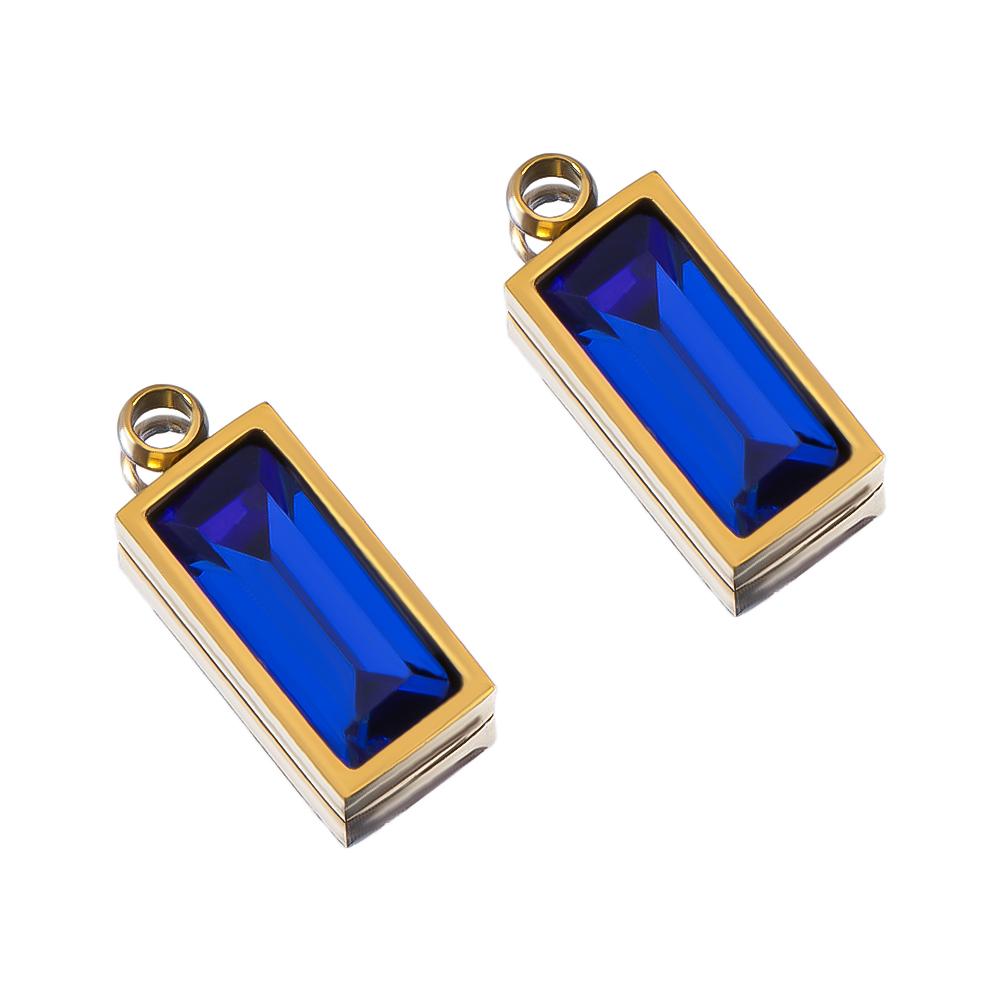 2pcs Luxury Zircon Birthstone Charm Stainless Steel PVD Gold Plated Pendant 4x10mm DIY Bracelet Necklace Jewelry Accessories