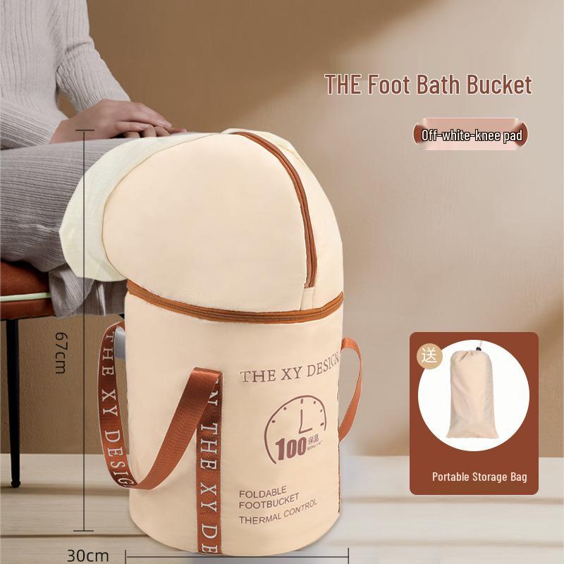 Cartoon Insulated Folding Foot Bath Bucket with Lid - Portable, Thickened Design for Deep Soak